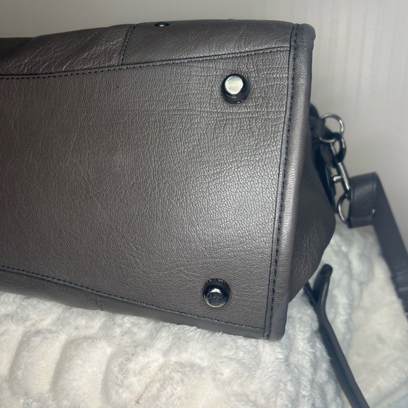 Coach Rhyder Gunmetal Metallic Leather Satchel - Picture 6 of 13